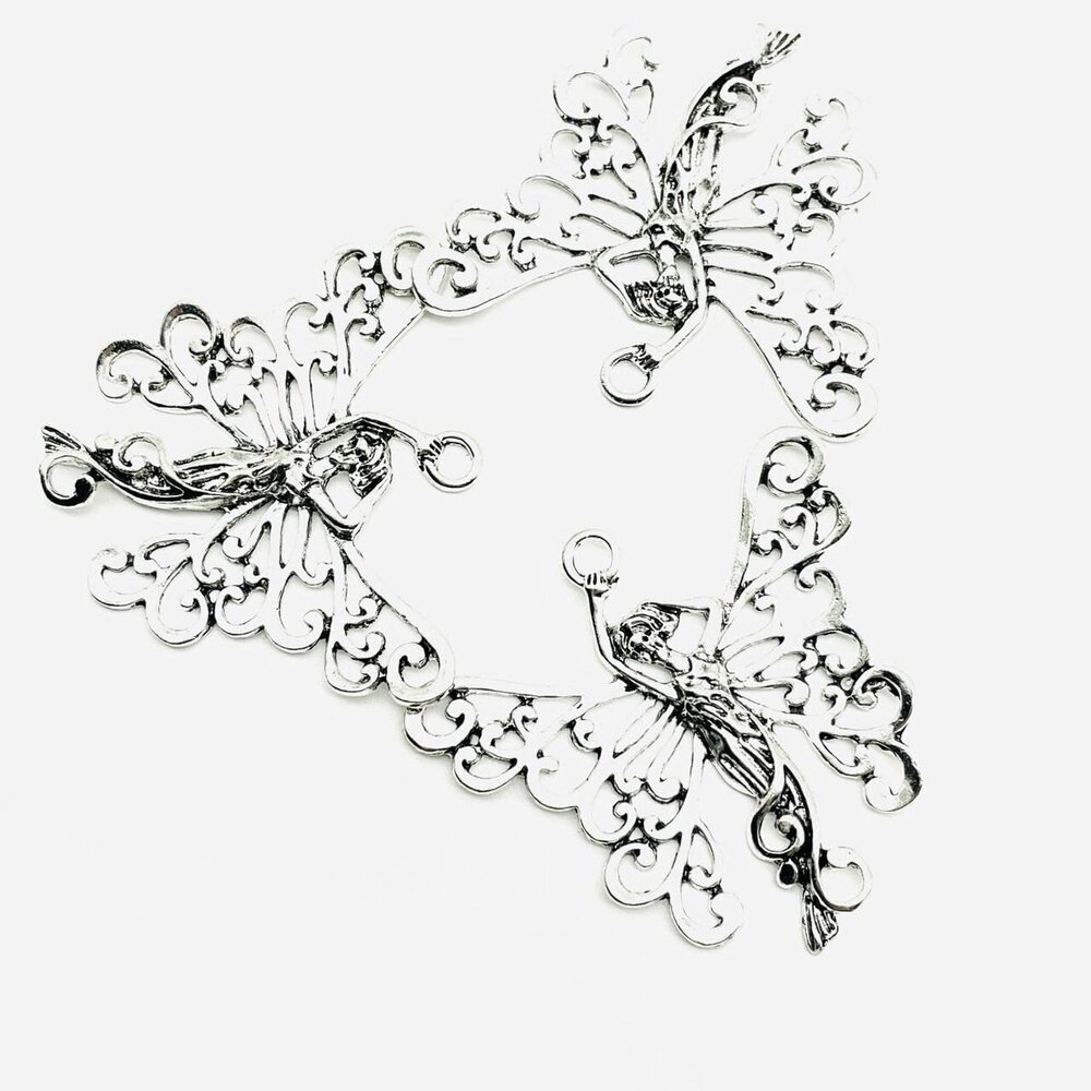 5448 2PC Antique Silver Butterfly Elf Charms Pendants for Jewelry Bracelet